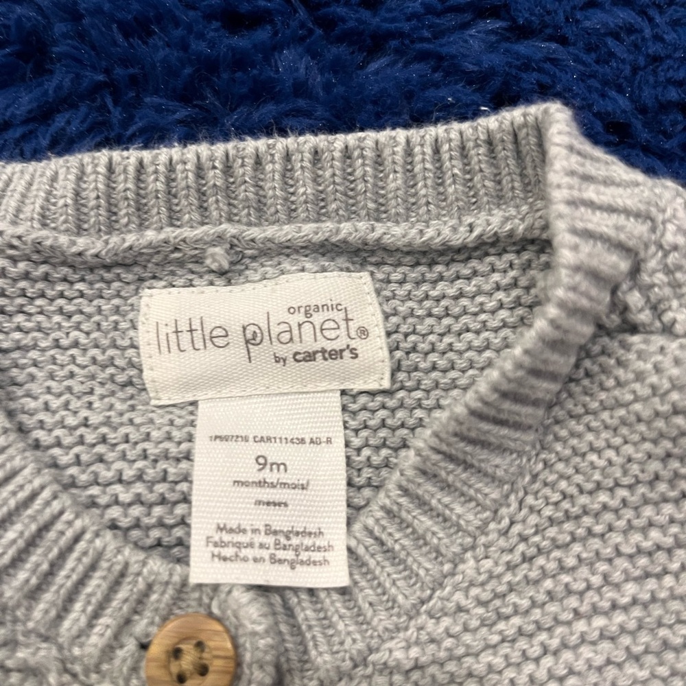 Baby Boys and Baby Girls Organic Cotton Sweater Knit Button Front Jumpsuit - Picture 3 of 4